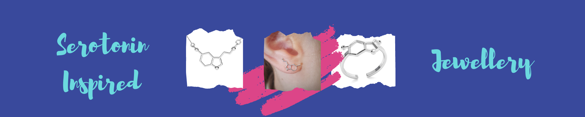 Serotonin Inspired Silver Jewellery Collection featuring serotonin necklaces, bracelets, earrings, and rings in nickel-free sterling silver, handcrafted by Magpie Gems