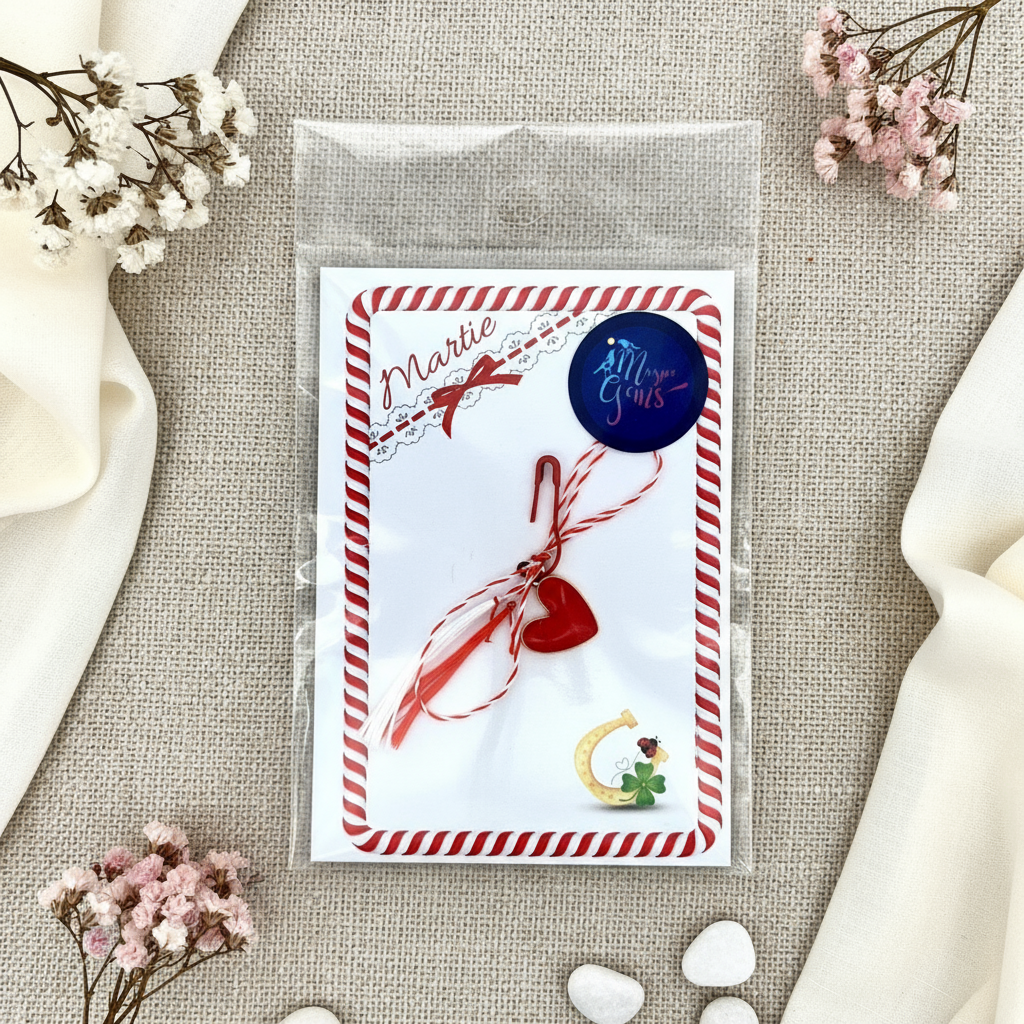 Crimson Affection: Gold-Plated Red Heart Martisor