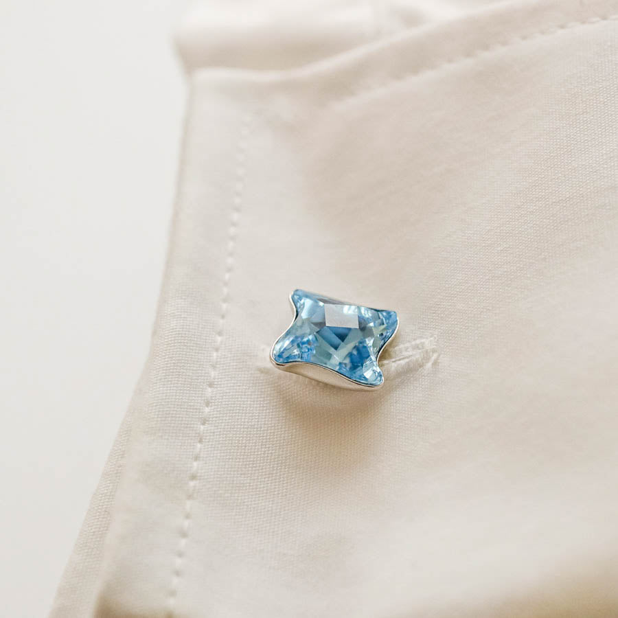 Aquamarine Twister Sterling Silver Cuff Links for Men in Ireland