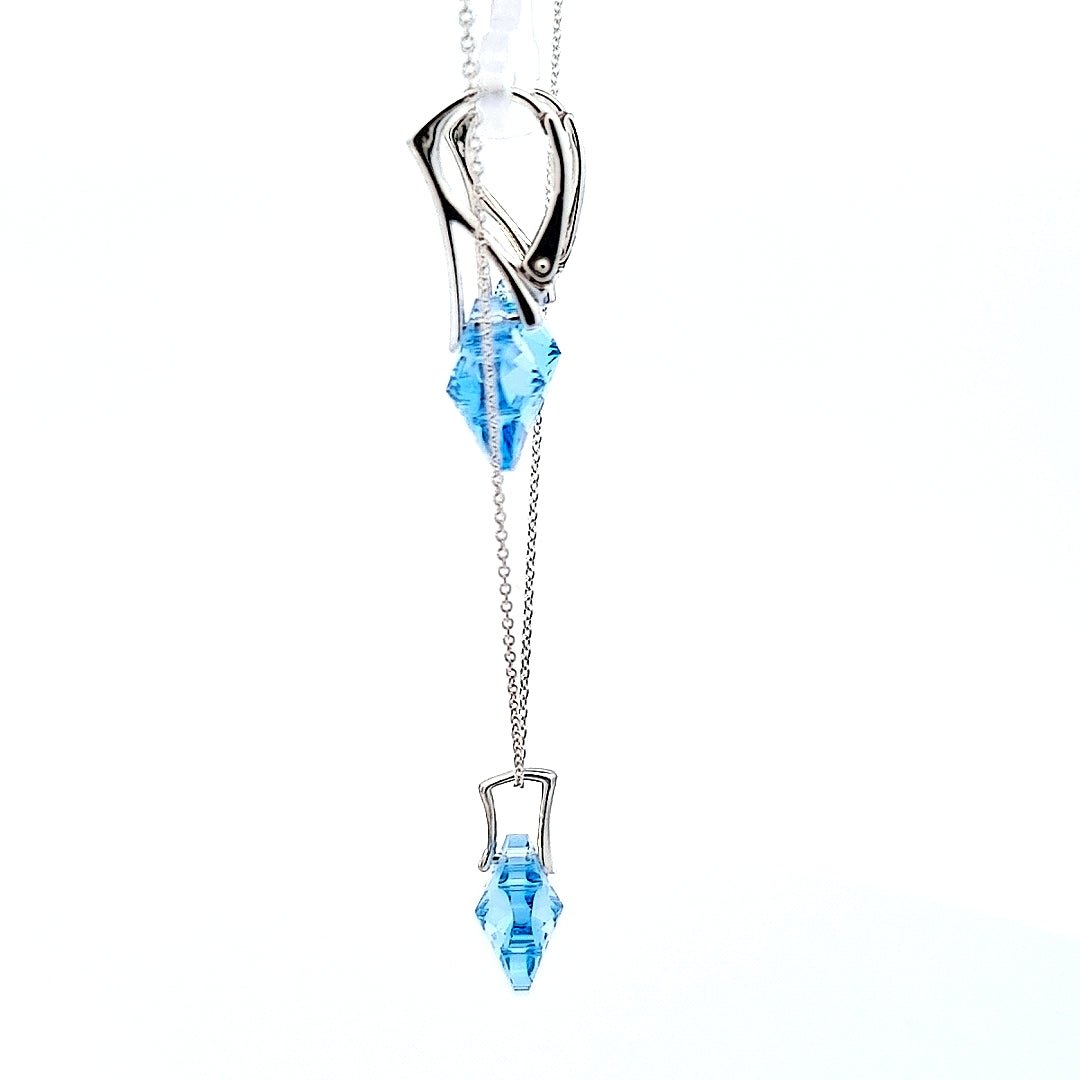 Aquamarine Crystal Flower Sterling Silver Jewellery Set