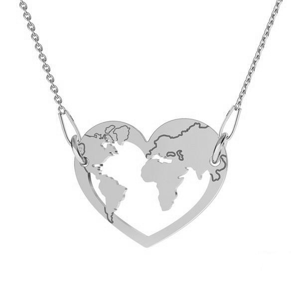 Heart-shaped world map pendant in sterling silver on a delicate chain - Heart Without Borders Necklace by Magpie Gems Ireland.