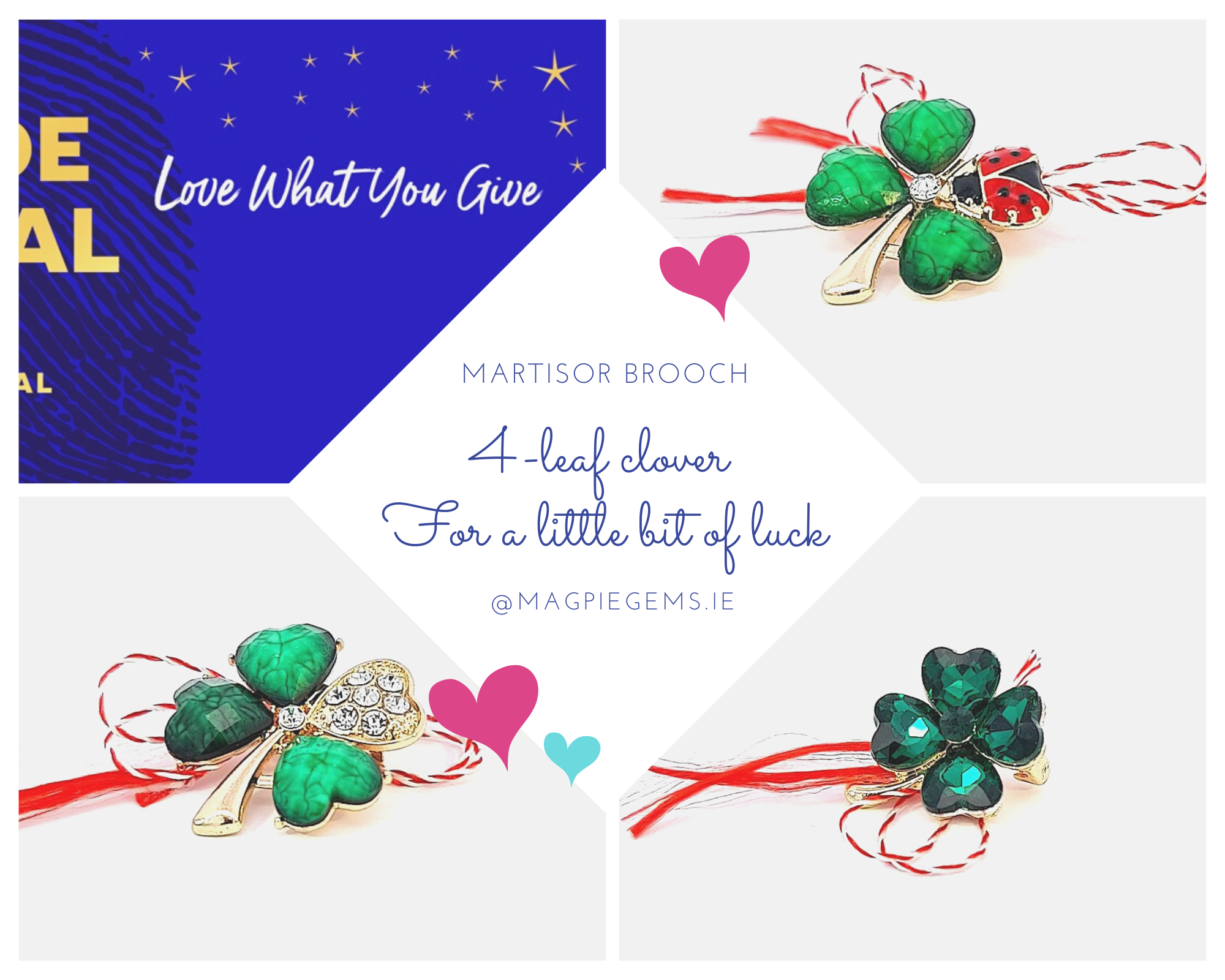 Martisoare Large Lucky Clover Martisor Brooch