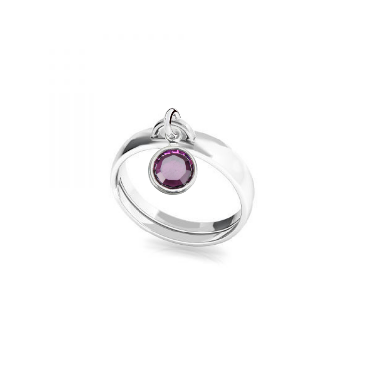 Sterling Silver Birthstone Charm Ring
