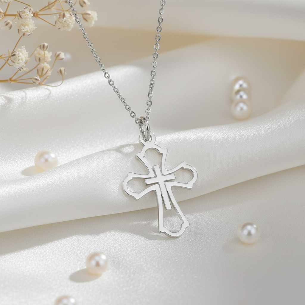 Believe | 925 Sterling Silver Cross Pendant Necklace - Ideal for First Communion or Confirmation or Christening
