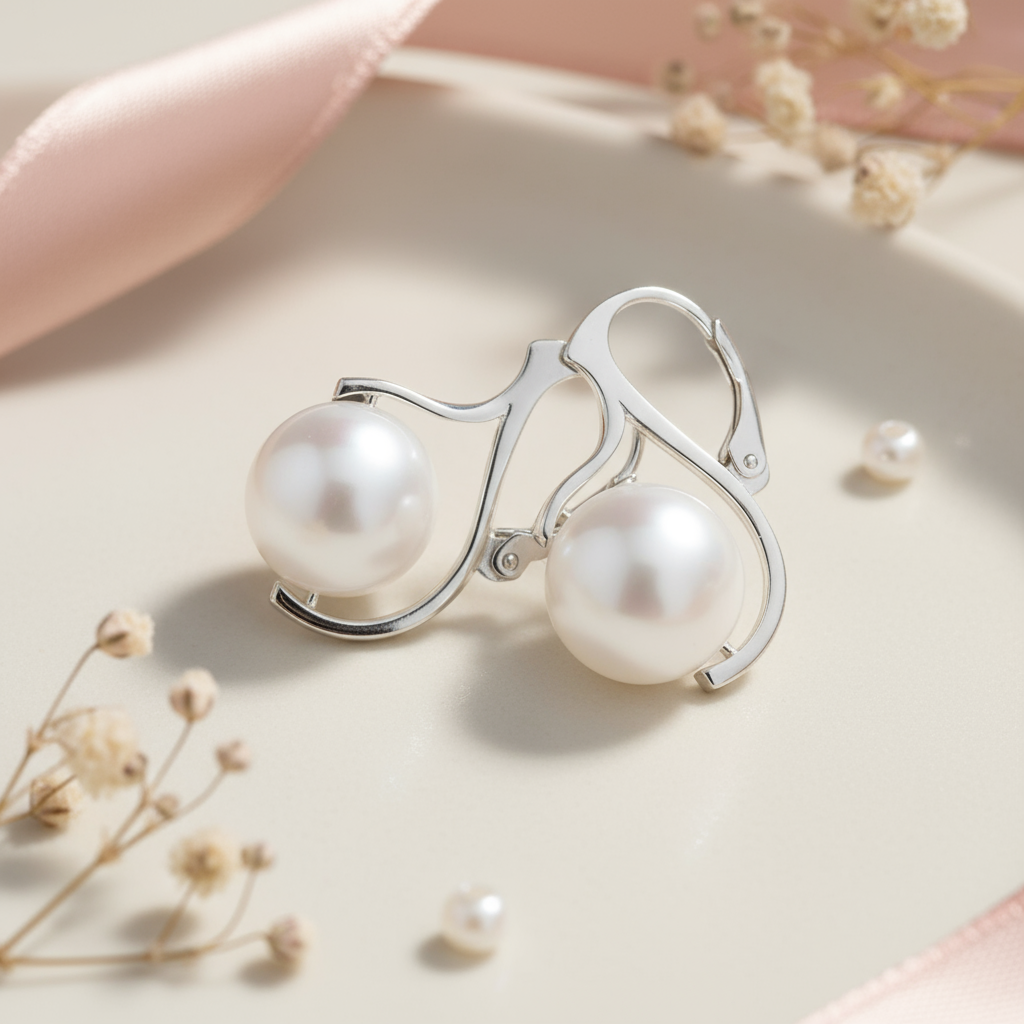 Classic Pearl Drop Earrings | 925 Sterling Silver with Austrian Crystal Pearls