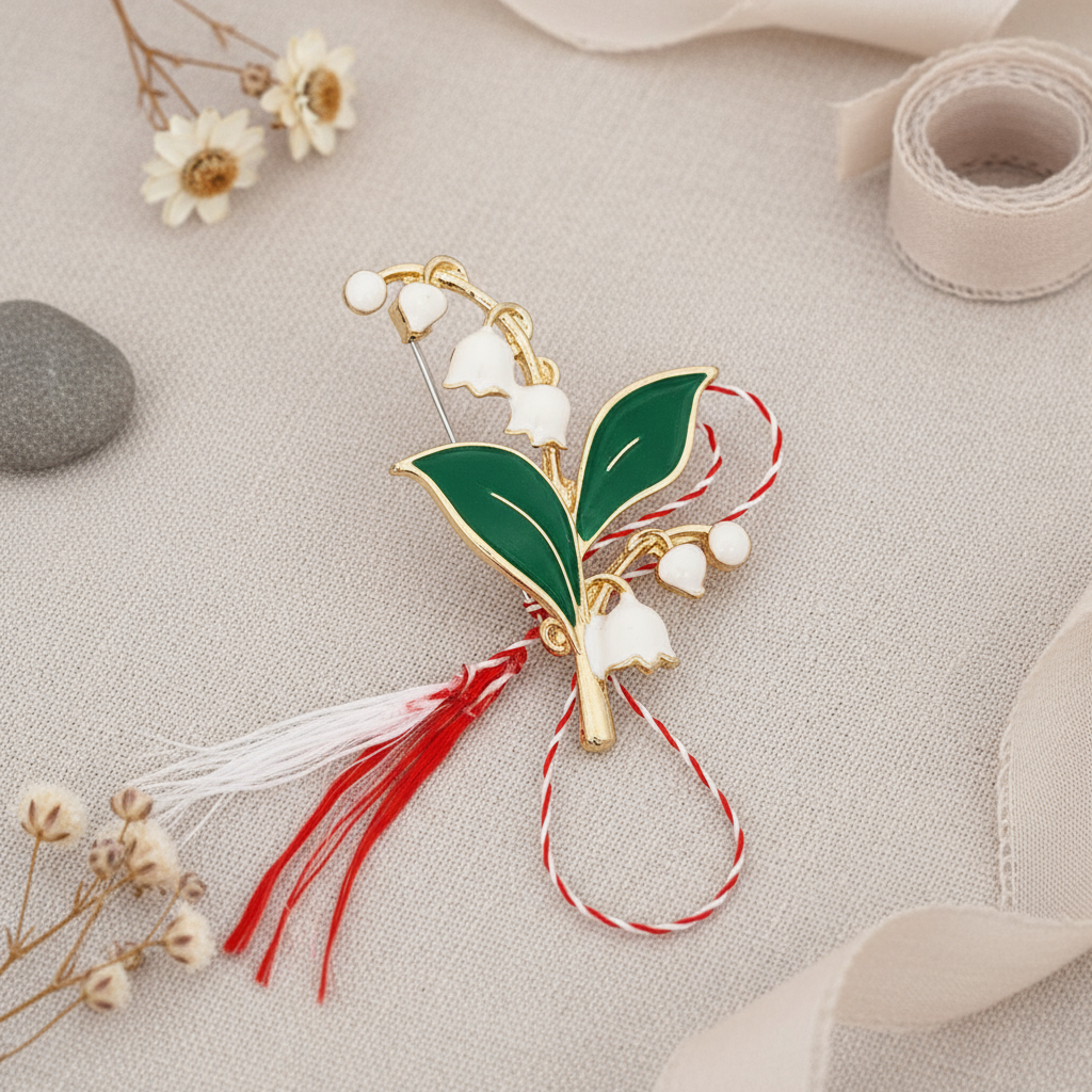 Garden's Grace Martisor Brooch | Lily of the Valley Spring Charm