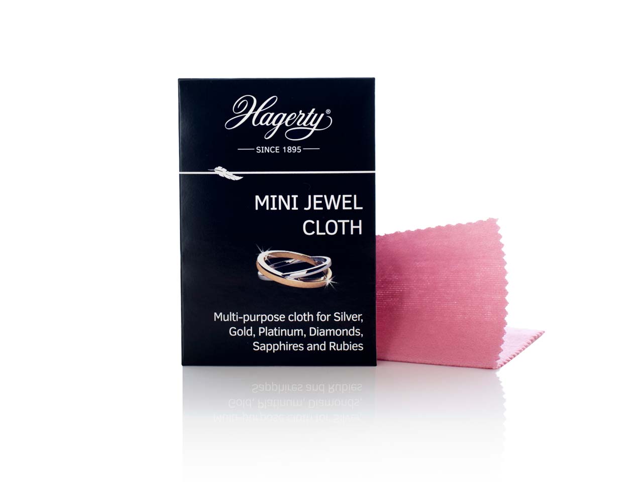Compact lint-free Hagerty Mini Jewel cloth with zigzag edges, travel-size pack for silver, gold and platinum jewellery.