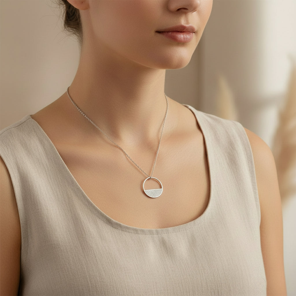 Intricate Circle - Silver Geometric Pendant Necklace