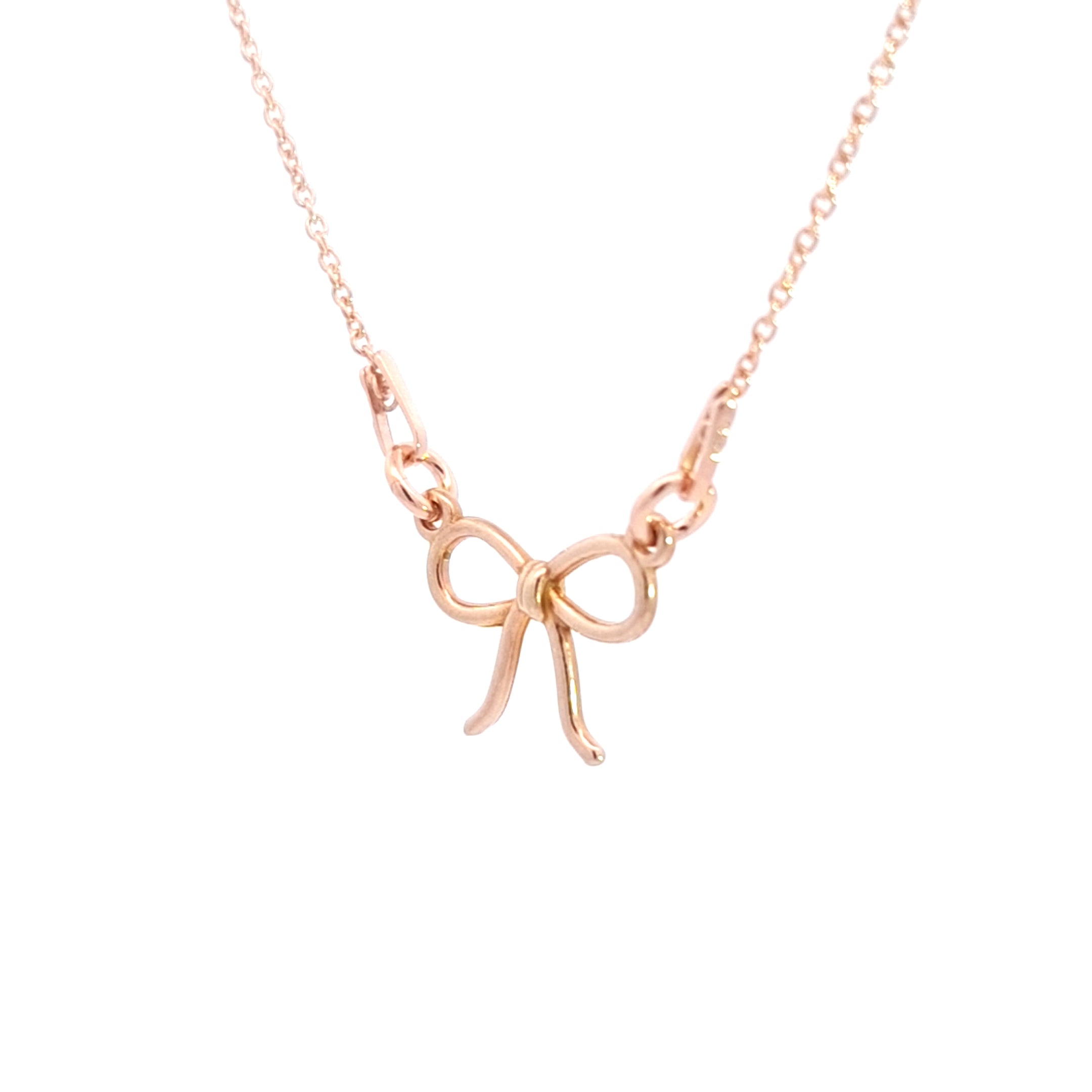 Exquisite Rose Gold Dainty Bow Pendant Necklace