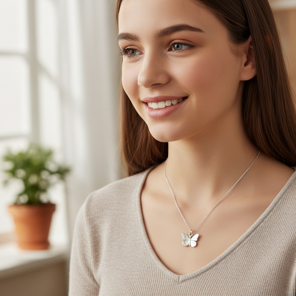 Elegant Wings - Butterfly Chain Necklace in 925 Sterling Silver
