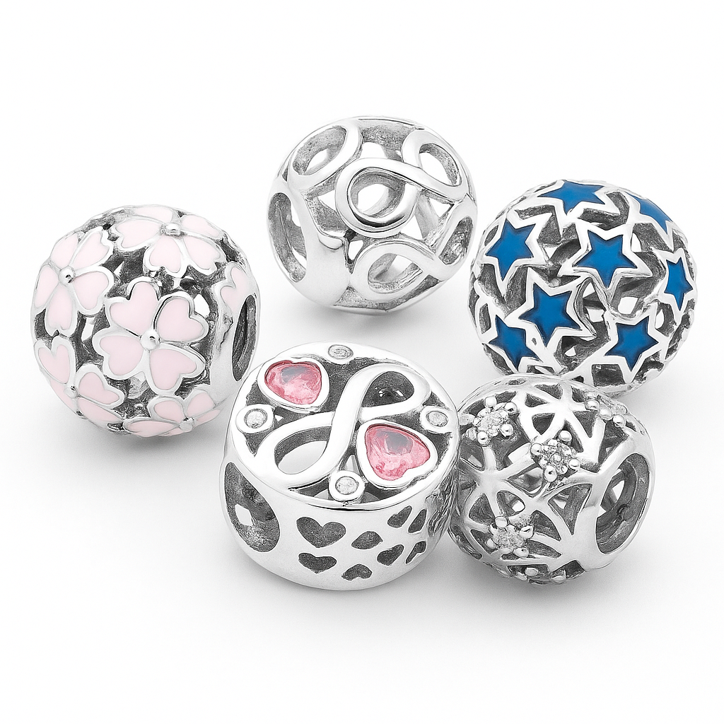 Sterling Silver Charm Beads – Pandora Compatible | Floral, Infinity, Celestial Designs
