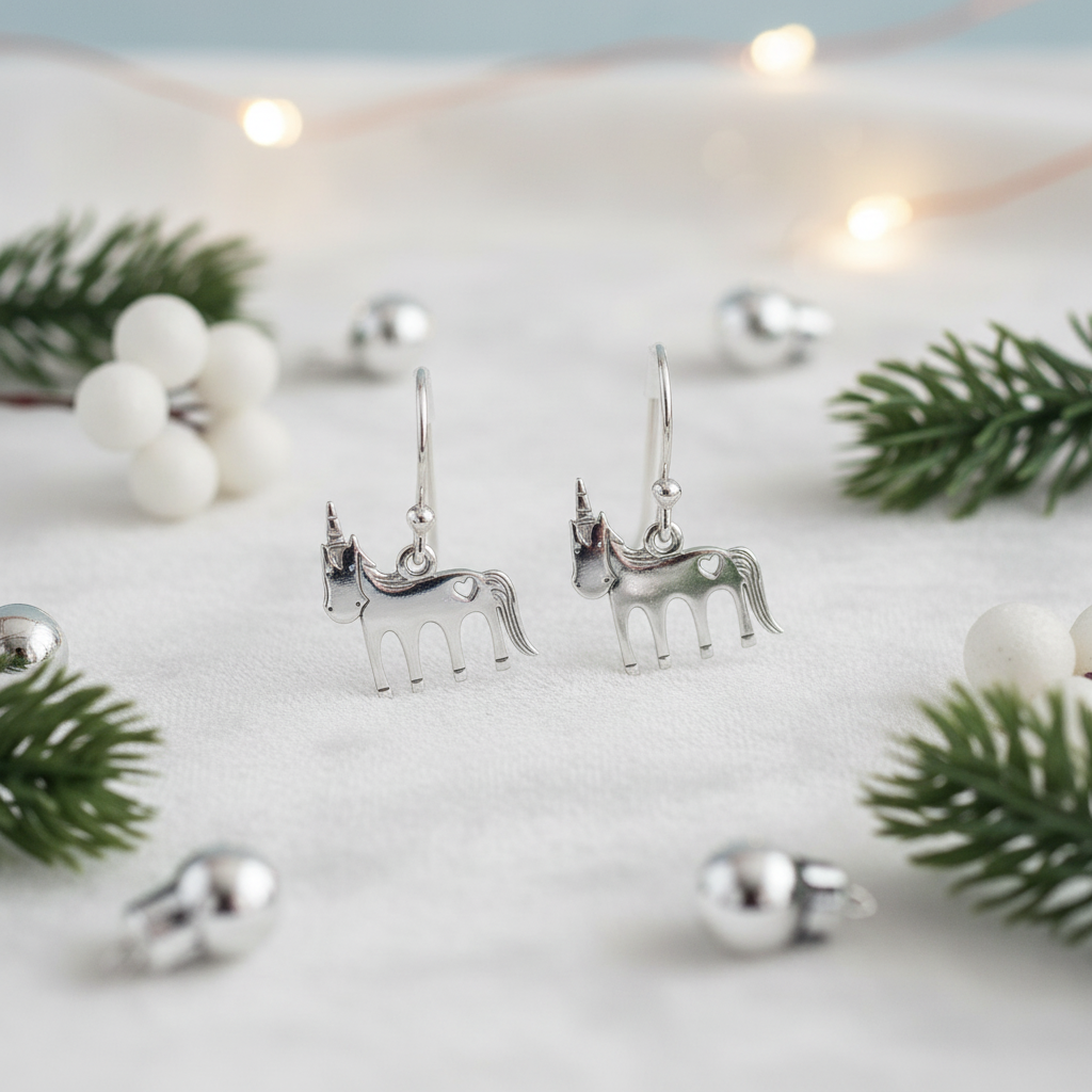 Enchanted Unicorn Silver Hook Earrings