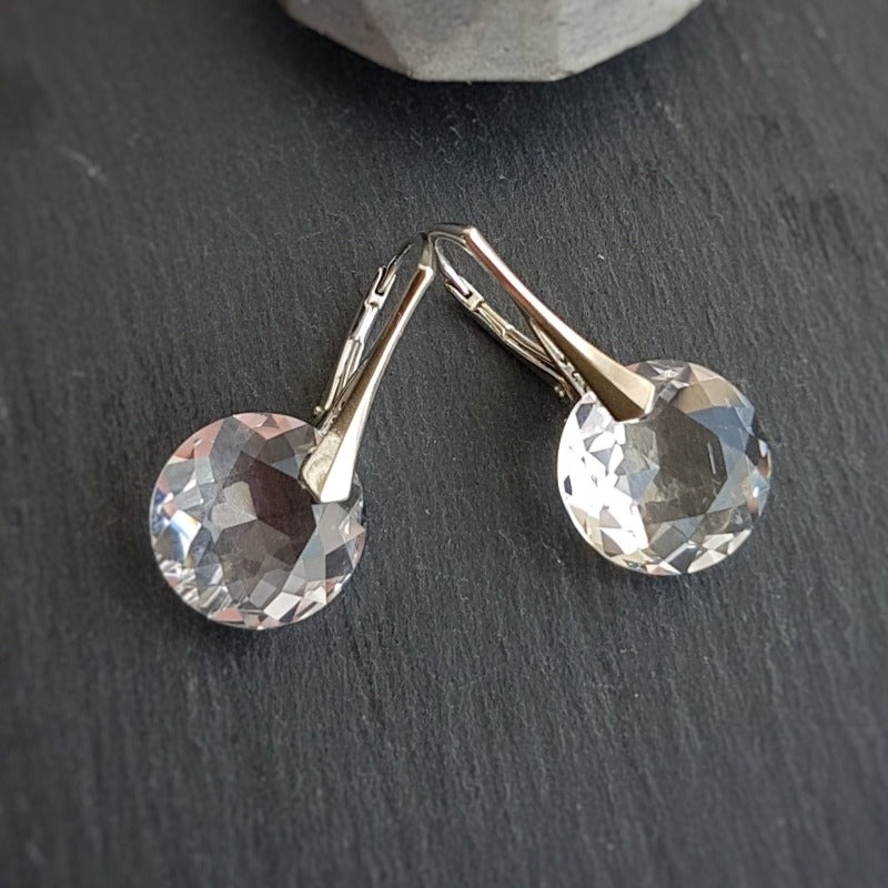 April BIRTHSTONE ARIES crystal clear earrings, [product type], - Personalised Silver Jewellery Ireland by Magpie Gems