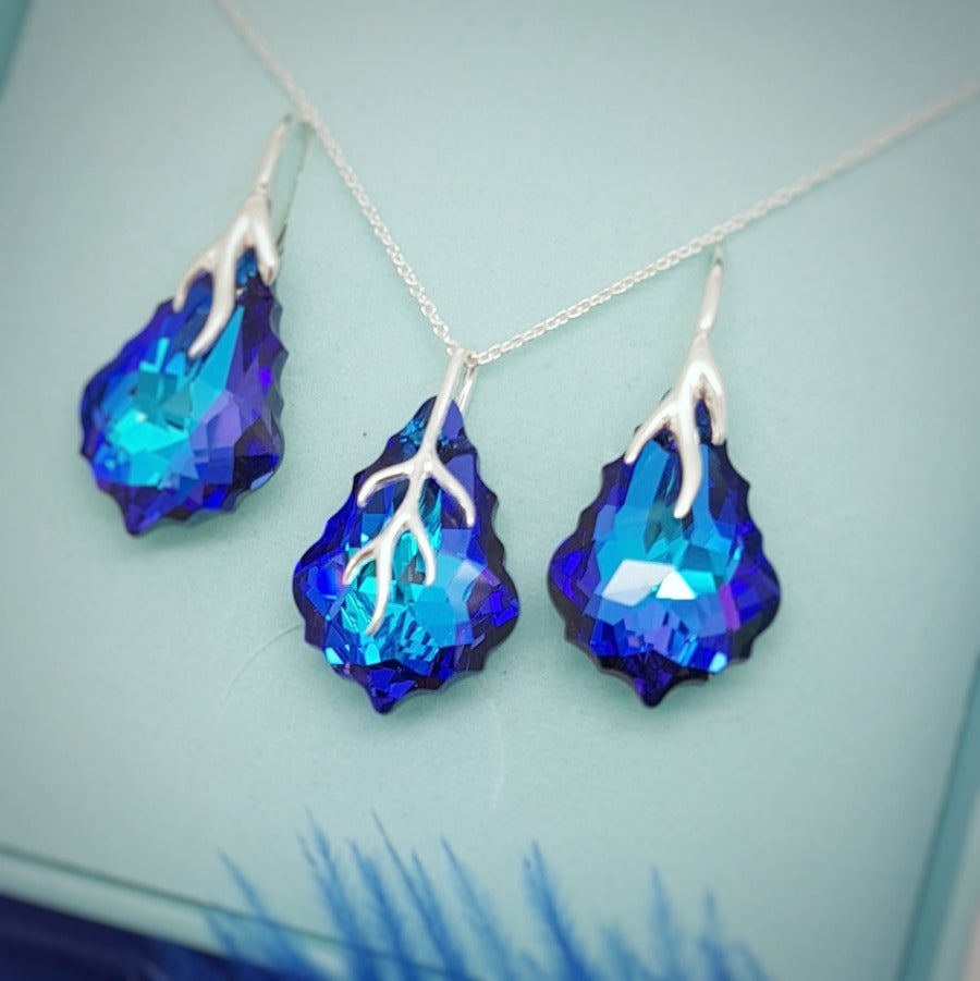 Vibrant multicoloured rainbow crystal earrings and necklace jewellery set with sterling silver lever back, earrings for pierced ears. Sparkly and classy, will compliment any attire!