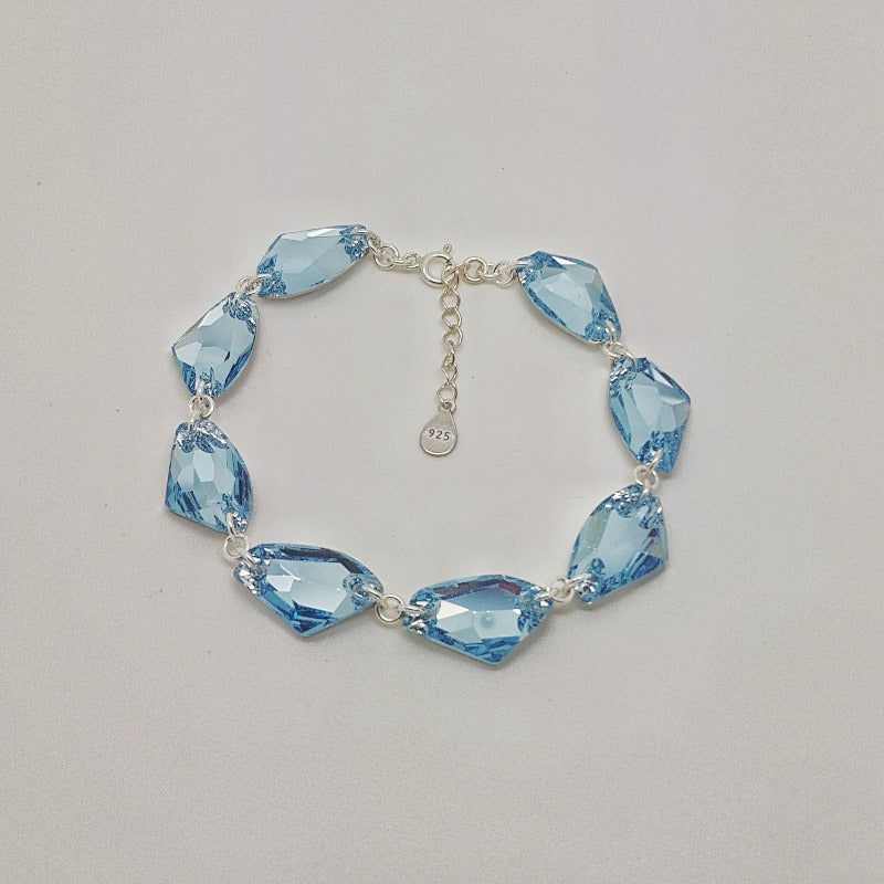 Aquamarine crystal link bracelet - Personalised Sterling Silver Jewellery Ireland. Birthstone necklace. Shop Local Ireland - Ireland