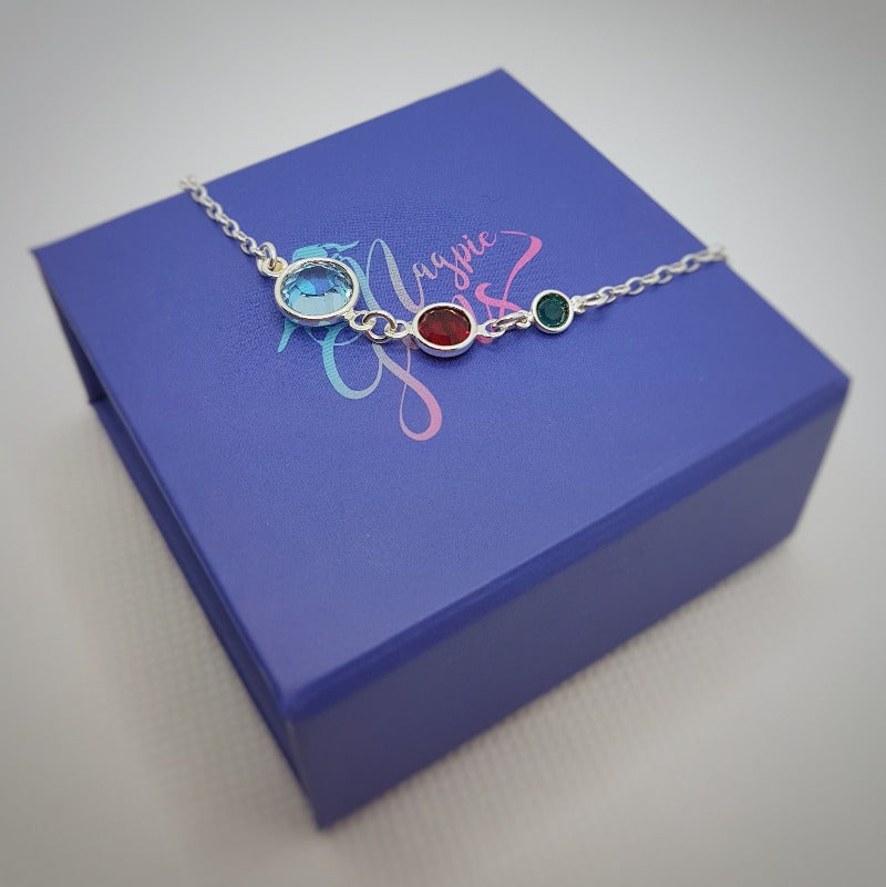 Three Generations Triple Birthstone Necklace