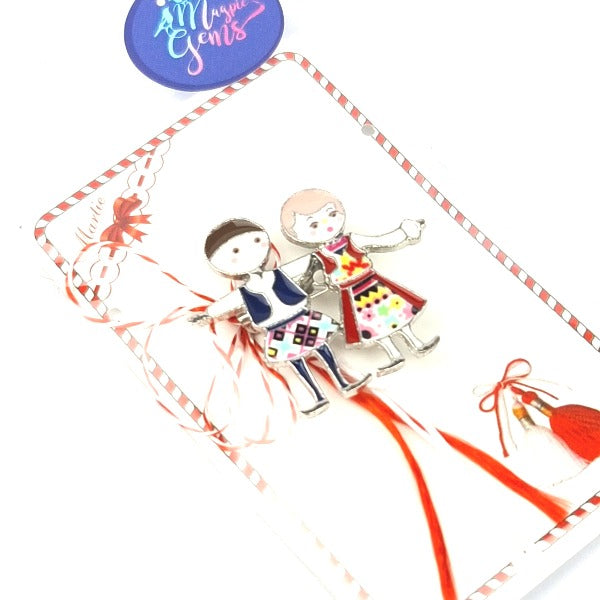 Martisor Brooch - Couple in traditional costume IA - Personalised Sterling Silver Jewellery Ireland. Birthstone necklace. Shop Local Ireland - Ireland