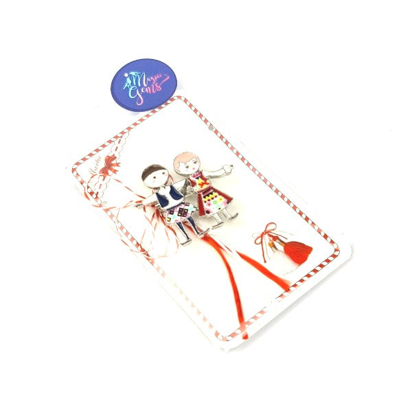 Martisor Brooch - Couple in traditional costume IA - Personalised Sterling Silver Jewellery Ireland. Birthstone necklace. Shop Local Ireland - Ireland