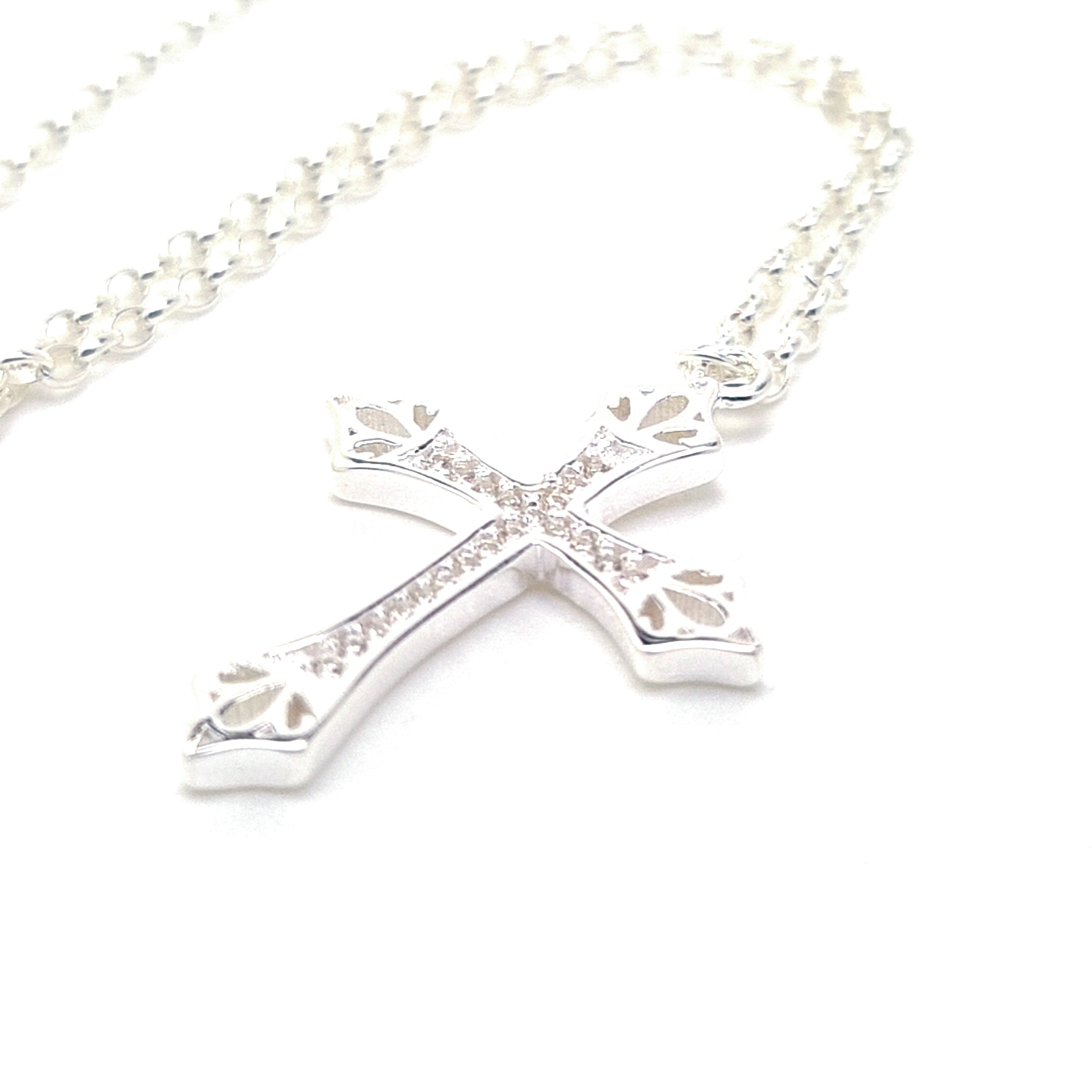 Confirmation Cross with Crystals in Sterling Silver from Ireland 