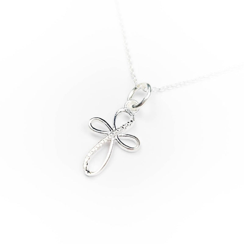 Silver cross pendant necklace for girls, women's communion or confirmation jewellery gift 