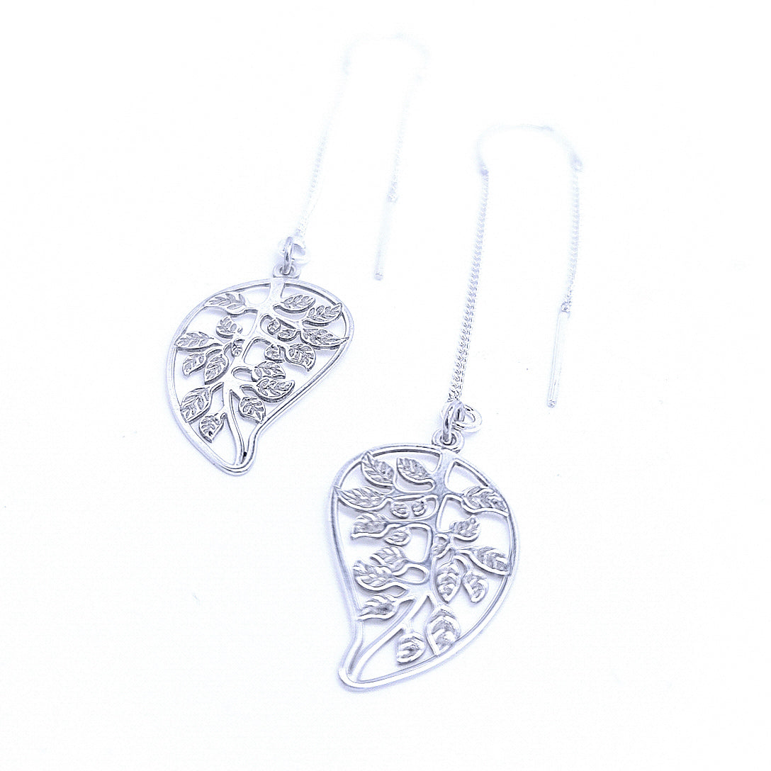 Tree of Life Ear Threader Earrings in Silver