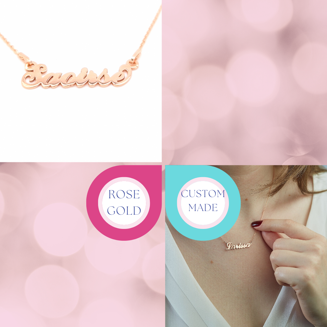 Custom Made Cursive Name Pendant in Rose Gold