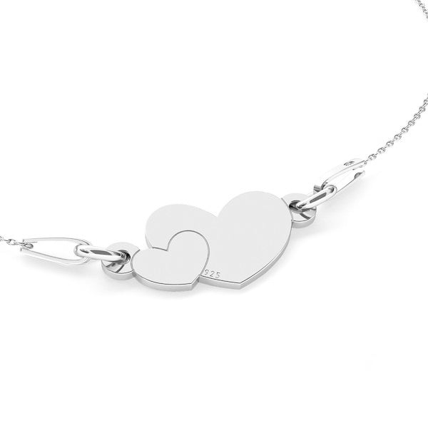 Double Heart Pendant Necklace in silver, Fine sterling silver necklace for mothers and daughters. Gift-wrapped and boxed Double Heart Pendant Necklace from Ireland