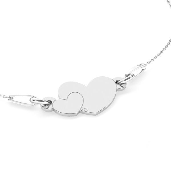 Double Heart Pendant Necklace in silver, Fine sterling silver necklace for mothers and daughters. Gift-wrapped and boxed Double Heart Pendant Necklace from Ireland