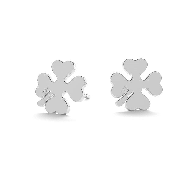I feel Lucky | Clover Post Silver Earrings, [product type], - Personalised Silver Jewellery Ireland by Magpie Gems