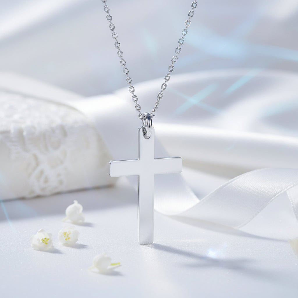 Elegant Simplicity Silver Cross Necklace with Plain Cross Pendant, Silver Jewellery Ireland by Magpie Gems