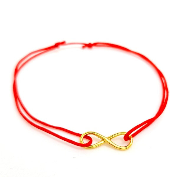 Gold Infinity Red String Bracelet,Slip Knot bracelet with an adjustable red cord string, Eternal Knot Adjustable Bracelet on Male or Female