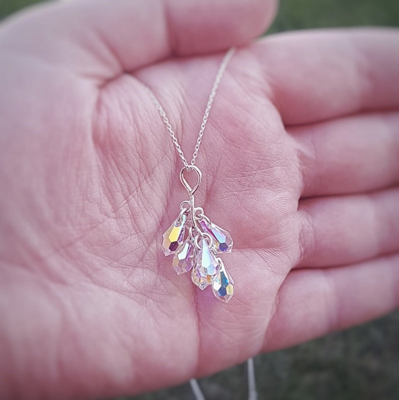 Hand-finished Sterling Silver Multi-Teardrop Pendant Necklace for Ireland