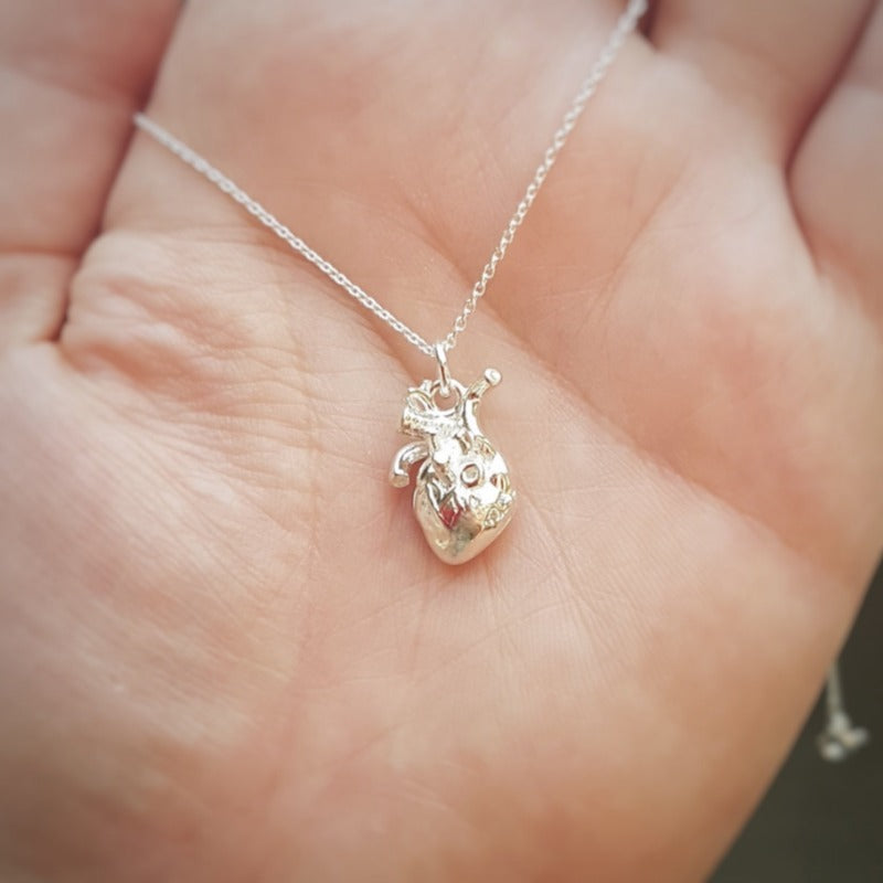 Heartfelt Elegance Anatomical Heart Sterling Silver Necklace for women, nurse, doctor, Gp, medial student gift in Ireland
