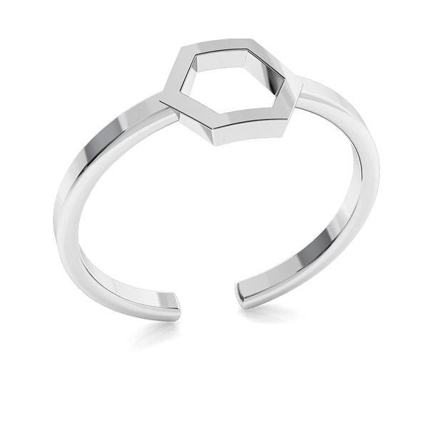 Close-up of Hexagon Molecule Design on Silver Ring for Women from Ireland