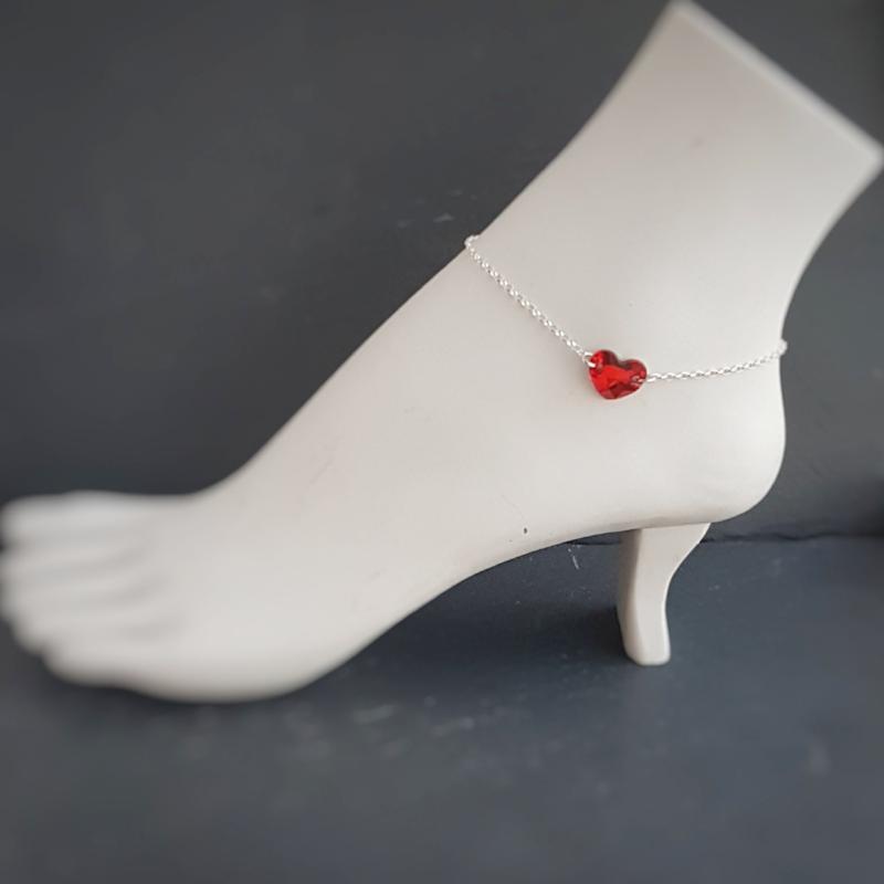 Heart Anklet for Women | Sterling Silver Ankle Bracelet, [product type], - Personalised Silver Jewellery Ireland by Magpie Gems