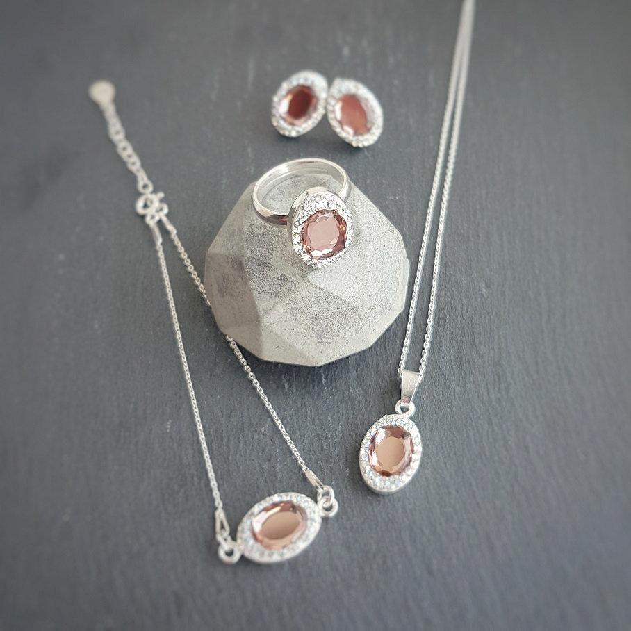 Blush Pink Fancy Jewellery Set, [product type], - Personalised Silver Jewellery Ireland by Magpie Gems