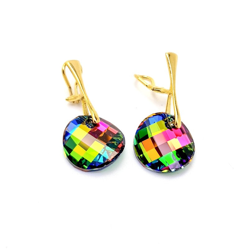 Multicoloured Twist Clip On Earrings in Gold