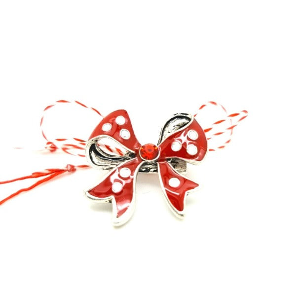 Handmade Martisor Red Bow Brooch