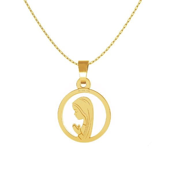Solid Gold Our Lady Disc Necklace - Personalised Sterling Silver Jewellery Ireland. Birthstone necklace. Shop Local Ireland - Ireland