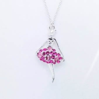 Pink Pave Fairy Ballerina Necklace