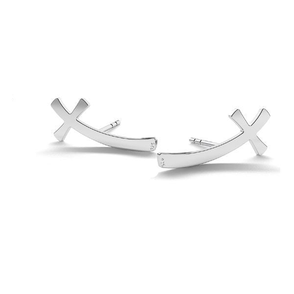 Round Cross Stud Earrings, [product type], - Personalised Silver Jewellery Ireland by Magpie Gems