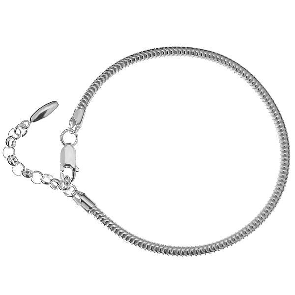 Silver Snake Chain Slider Bracelet for Charms