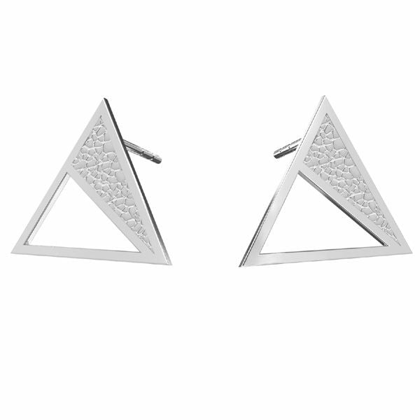 Sterling Silver Triangle Earrings with Outer Cut-Out Triangle and Textured Inner Triangle - Symbolic Jewelry by Magpie Gems