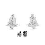 Winter Bell with Christmas Tree Stud Earrings in Silver - Personalised Sterling Silver Jewellery Ireland. Birthstone necklace. Shop Local Ireland - Ireland