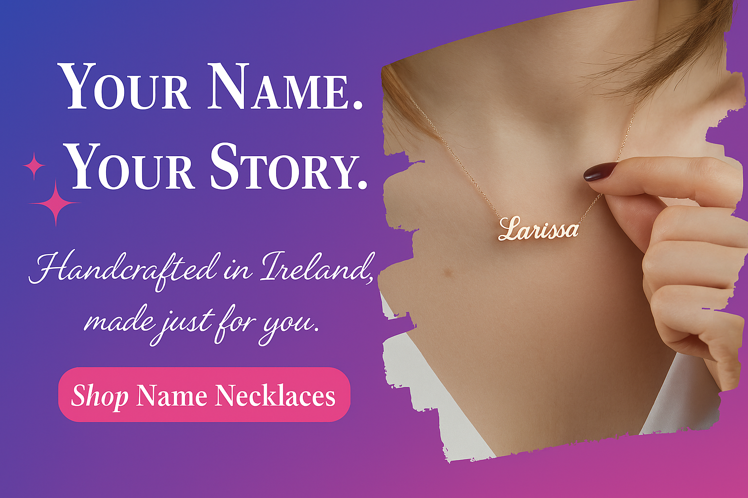 Personalised Name Necklaces and Initial Jewellery for women, teens and girls, made in Ireland from nickel-free sterling silver and gold plating 925 by Magpie Gems
