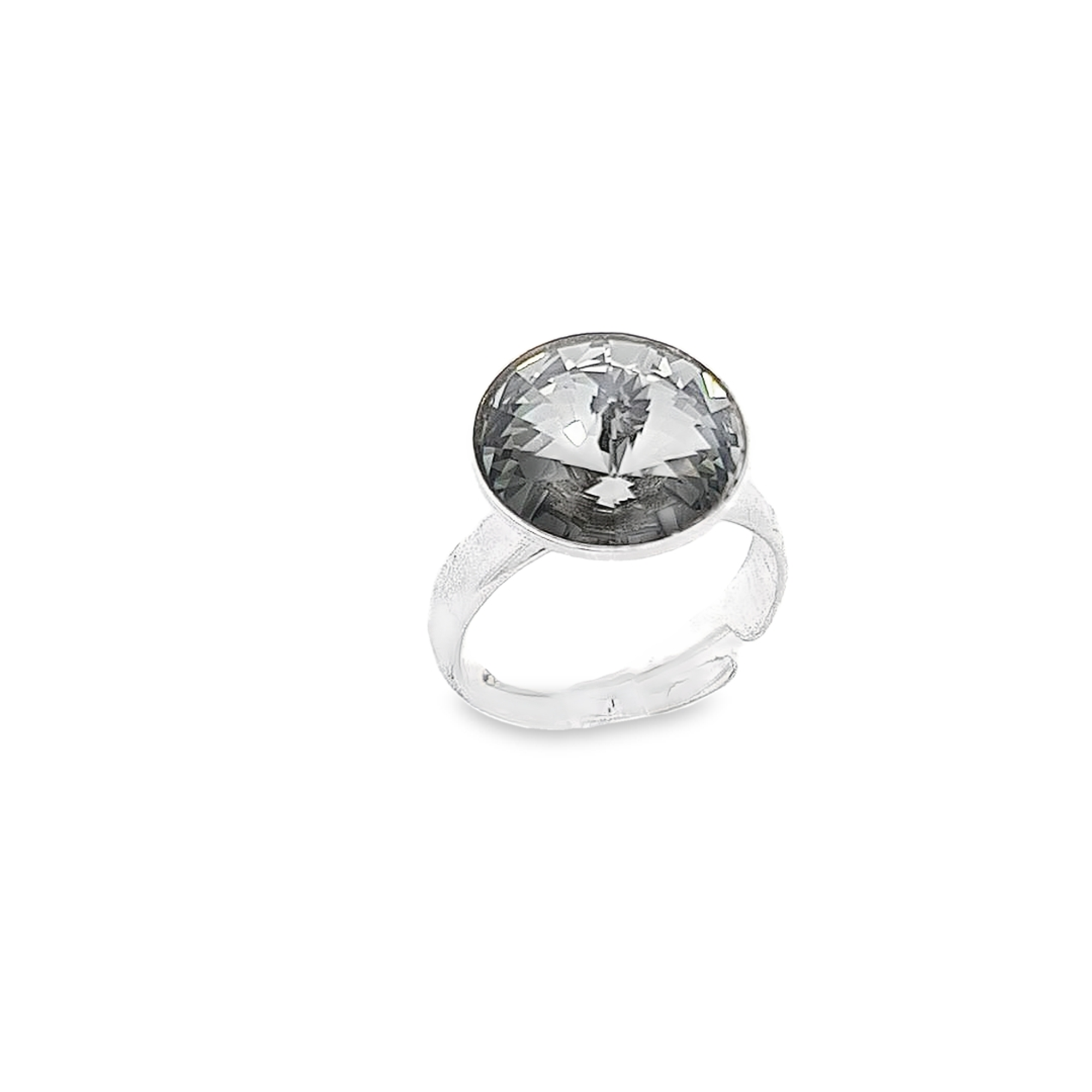 12mm Round Rivoli Solitaire Ring in Sterling Silver - Available in Silver Night, Tanzanite Purple, or Light Siam Red