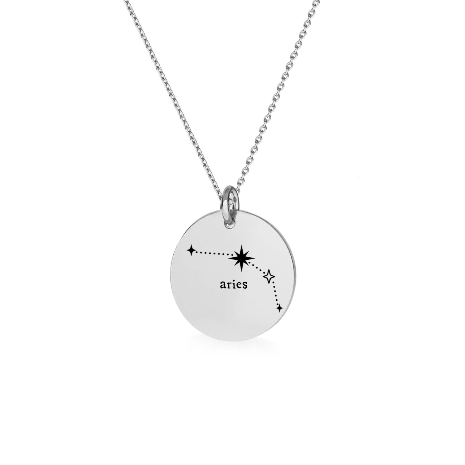 Sterling Silver Aries Zodiac Constellation Necklace - Personalised Star Sign Pendant Gift