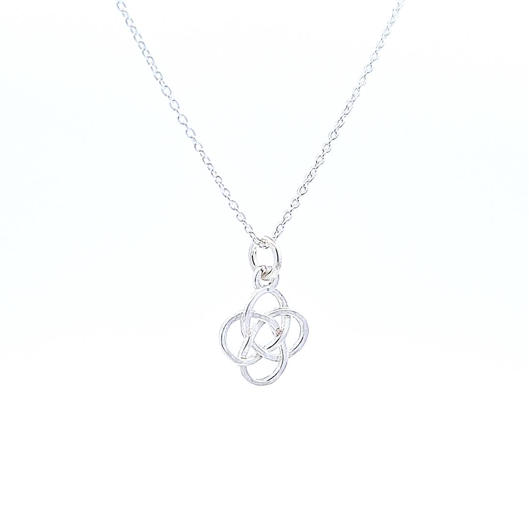 Side view of the Celtic Love Knot Pendant Necklace from Ireland, made by Magpie Gems Jewellery