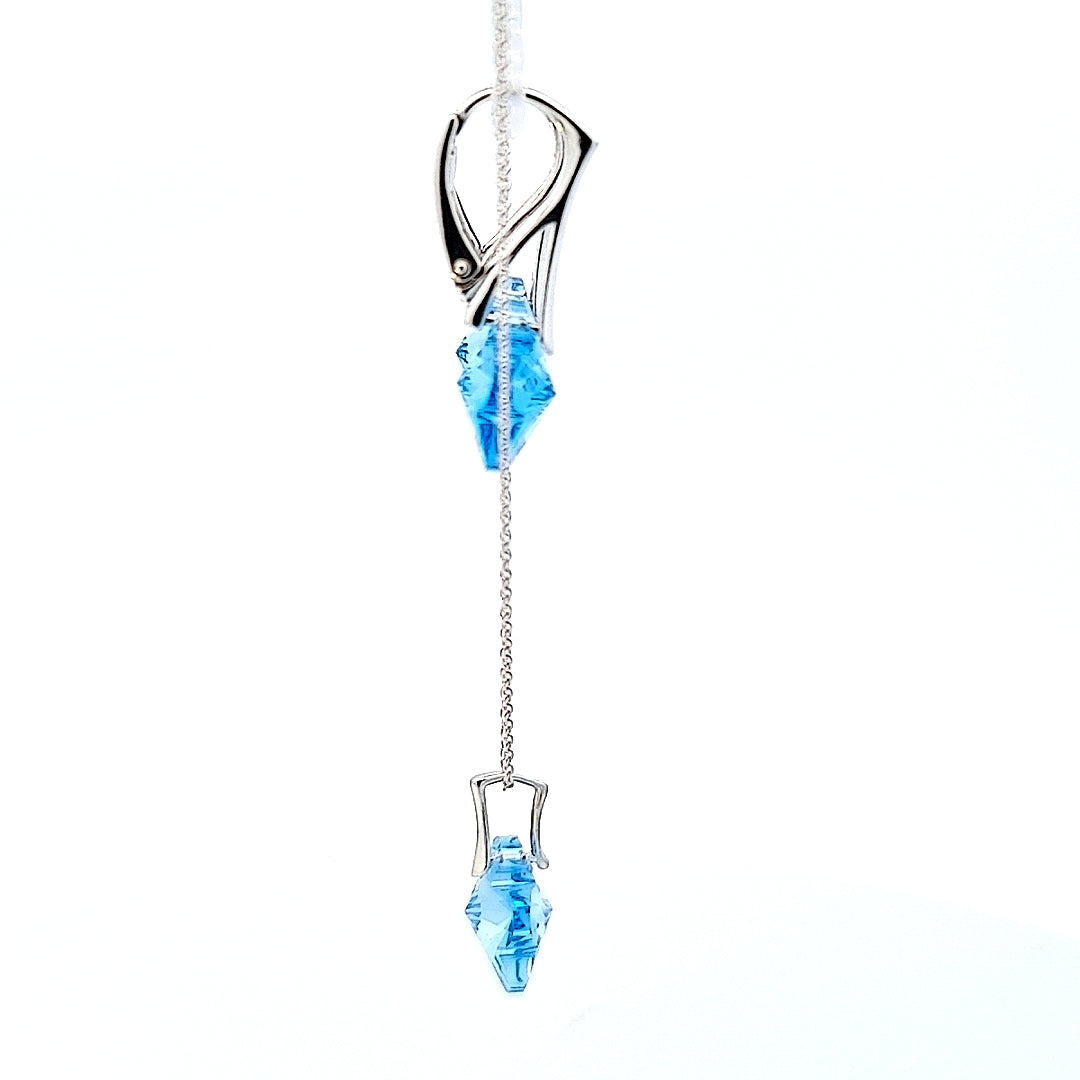 Aquamarine Crystal Flower Sterling Silver Jewellery Set