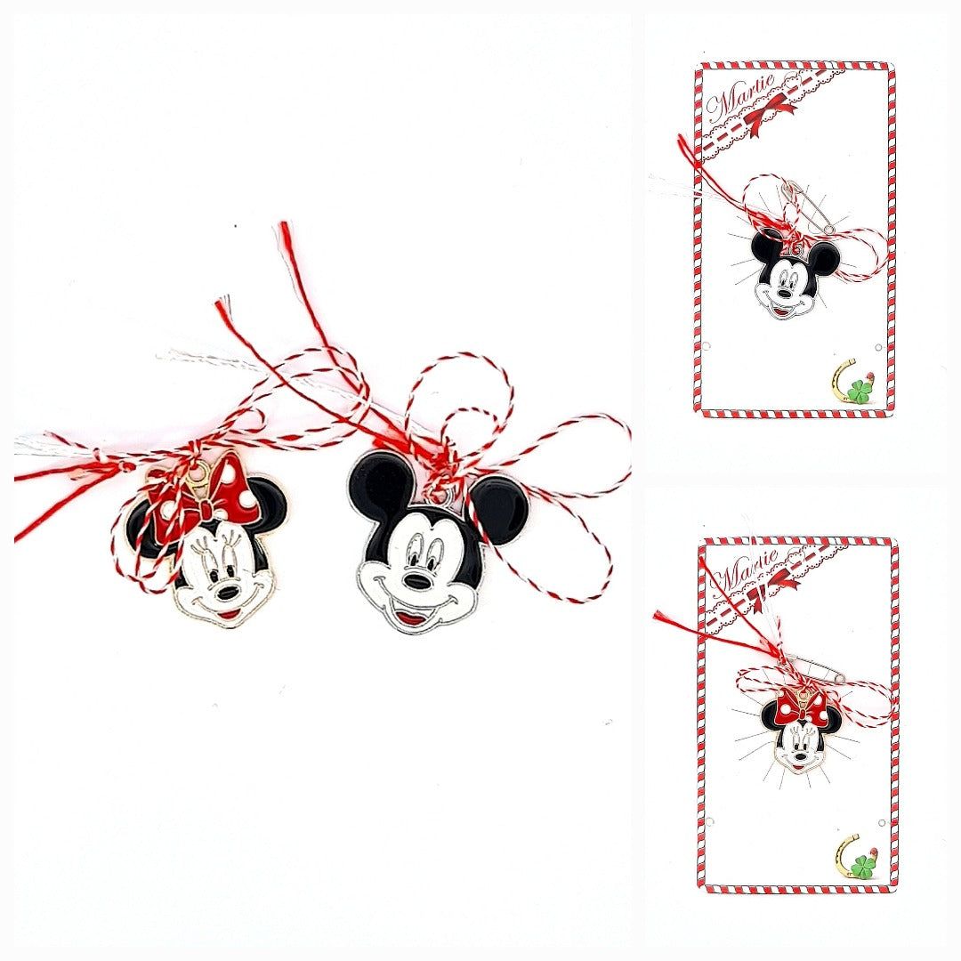 Martisor - Traditional Romanian trinket with Minnie Mouse design and red and white ribbon